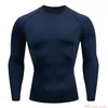 Maglia termica invernale da uomo a maniche lunghe Compressione T-shirt bodybuilding ad asciugatura rapida T-shirt attillata tinta unita Camicia da corsa uomo Y0323