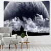 Czarno-biały Księżyc Gobelin Starry Sky Drukowanie Gobelin Wall Beach Koc Piknik Yoga Mat salon Decor 210609