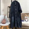 Women's Trench Coats Superaen Lente en Herfst 2021 Denim Windbreaker Lange Losse Plus Size Stand Dames