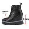 Autumn Ankle Boots Women Sheepskin Zip Platform Wedge Heel Short Real Leather Super High Shoes Lady Winter 42 210517