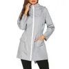 Mulheres Wind jaqueta casaco de chuva estilo básico bolsos zíper bolsos manga comprida windbreaker impermeável caminhadas casaco ao ar livre plus tamanho 211014