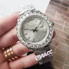 Classic Men Silver Iced Big Diamonds Rome Week watches Daydate Automatic Mechanical Stainless Steel Sapphire Calendar Watch 40mm