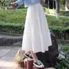 Chiffon White Ruffle Pleated Skirts Women Summer Solid Color High Waist Long Skirts Harajuku Vintage Korean Black Wild Clothes 210619