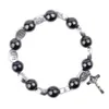 Bracelet religieux miséricordieux Jésus Hématite Perles noires