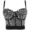 Camisoles tankar designer handgjorda pärla pärlor bh korsett sexig bar klubb parti dj kvinnlig sångare dansare svart vit beading bustier beskära toppar scenkläder nattklubb mage