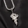 Hip Hop Iced Out Serpent Pendentif Croix Noire Collier No. 24 8 Or Argent Plaqué Hommes Bling Bijoux Cadeau