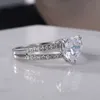 Anello da donna con zirconi scintillanti a forma di cuore, regalo per amore, fidanzata, fidanzamento, matrimonio, accessori per gioielli, taglia 6-10