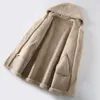 Winterjas Vrouwen Schapen Scheren Overjas Koreaanse Mode Capuchon Lamswol Lange Bontjas Casual Vrouwen Jas Bont Bovenkleding 5xl