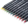 STA 24/36 färger dubbla tips markörpenna färgade akvarell pensel pennor för färgning av böcker manga komisk kalligrafi skissning ritning