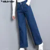 Kobiety Denim Wysokiej Talii Dżinsy Kobiety Szerokie Spodnie Noga Spodnie Vintage Casual Luźne Pełne Długość Spodnie Dla Kobiet Spodnie Plus Rozmiar 210519