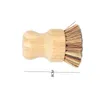 Brosse de nettoyage en bois portable, manche rond, pot en sisal, plat de palmier, bol de poêle, brosses de nettoyage, corvées de cuisine, frotter LLD9872