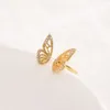 Fashion Trend Rings Solid Fine 10kt CZ Gold Filled Jewelry Adjustable Open Size high-grade Inlaid Butterfly Ring Luxury Shiny