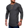 Camiseta de moda 2021 para hombre, camisetas de primavera y verano, ropa de algodón de manga larga para hombre, ropa de culturismo plegable para hombre