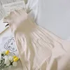 ビンテージハーフタートルネックノースリーブ女性ドレス韓国の春ソリッドニットドレスハイウエストヴェスディドビッグサイズ