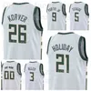 Skärmtryck Basket Giannis Antetokounmpo Jersey 34 Khris Middleton 22 Jrue Holiday 21 Donte Divincenzo 0 Bobby Portis 9 Brook Lopez 11 Team Man Kvinna Ungdom