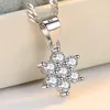 925 Sterling Silver Woman Fashion Jewelry High Quality Crystal Zircon Snowflake Pendant Necklace Length 45CM