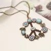 Colorful retro Pendant Necklaces Pearl inlaid LUCKY anti-war flower necklace Diamond