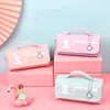 Canvas stationery pencil bags with watch pendant pencils case cute creative cases female