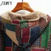 Kış Vintage Kadın Ceket Sıcak Baskı Kalın Polar Kapşonlu Uzun Ceket ile Cep Bayanlar Dış Giyim Gevşek Ceket Kadınlar Için 211110