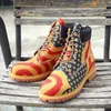 Winter Boots Men - Timber Leather Retro Punk Motorcycle Unique Camouflage Male High Quality Lace Up Fashion Shoes Drop 210820