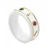 Design de luxo jóias moda preto branco cerâmica anel baga anillos para mens e mulheres noivado casamento jóias amor amante anéis presente com caixa