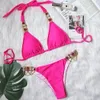 Rhinestone Swimsuit Kobiety Bikinis Kryształ Diament Bikini Zestaw Metalowa Łańcuch Kąpiel Swimwear Kobiet Luksusowy Arystokratyczny Kostium Kwiatowy