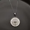 Pendant Necklaces Hip-Hop Rock Women Men Gold Compass Necklace Vintage Stainless Steel Round Coin Fashion Chain Jewelry217d