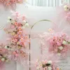 装飾的な花の花輪ピンクのシリーズの結婚式の花の取り決め人工列テーブルロードリードTステージ背景コーナーの花のボール監護