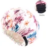 Bonnet de cheveux pour femmes pour dormir Satin nuit bonnet chapeau Invisible plat Imitation soie rond bouton de réglage soin des cheveux chapeaux Turban