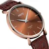 Orologi semplici della moda uomini Nary Quartz Ultra sottile Mens Brown Leather Oclock Reloj Hombre 2022 Orologi da polso