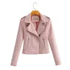 Spring Zip Up Pu Leather Moto Jacket Style Fashion Simple Trendy Ins Motorcycle Short Coats Faux Leathers Jackets