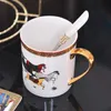 Ceramic Mug Bone China Mugs Coffee Cups Drinkware Cute Mugs Porcelain Cup Birthday Present Ceramic Coffeeware With Spoon 210611