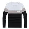 T Shirt Men Cotton Long Sleeve O Neck Striped s s Fashion Patchwork Causal Slim Fit Man Brand Clothing 220309