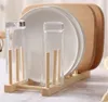 Factory Wooden Dish Rack, Plate Racks Stand Pot Lid Holder, Kitchen Cabinet Organizer for Cup, Cutting Board, Bowl, Drying