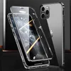 Voor iPhone 12 Mini Pro Max Dual Glass Magnetic Cases Adsorption Metal Bumper Clear Cover 50pcs / Up