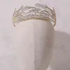 FORSEVEN Diademi di cristallo di lusso a forma di grano corona fatta a mano color oro sposa tiara da sposa copricapo accessorio per capelli da donna JL