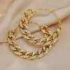 Trend Crystal Cuban Link Chain Earrings For Women Unusual Big Hoop Gold Color Circle Earring Jewelry & Huggie