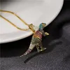Colliers pendants Hip Hop Punk Jewelry Luxury Colorful Pave Pave Pipe Dinosaur Collier Fomen Men Party Accessories 5739206