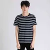 T-shirt classica a righe Estate Uomo Casual Tendenza Cotone a maniche corte o-Collo Morbido Gioventù Basic Pullover Maschile Top Tees Vestiti H1218