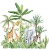 Vert Rainforest Stickers Muraux pour Salon Chambre Éléphant Girafe Animaux Stickers Muraux pour Enfants chambres Décoration Murale 211112