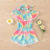 Kinder Strampler Mädchen Tie Dye Leopardenmuster Strampler Kinder Rüschenkragen Overalls Böhmen Sommermode Babykleidung