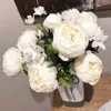 1 Bouquet Artificielle Pivoine Maison Jardin Soie Fleurs Bouquet Fête D'anniversaire De Mariage Décoration Guirlande Faux Fleur