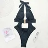 Sexy holle badpak vrouwen halter push up badmode vrouwelijke witte zwarte bodysuit monokini bather badpakken 210521