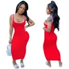 Women tank top dresses sexy maxi skirts fashion summer clothing casual strap sleeveless solid color bodycon dress Plus size S-2XL 4670