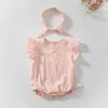 Vêtements d'été pour bébés barboteuses avec bandeau né filles body vêtements pour bébés filles 210429