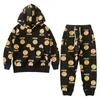 Clothing Sets Street Fashion Style Children's European And American Kids Full-printed Terry Cotton Hoodie Suit Big Boy Sui