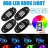 Bluetooth-app-besturing 4 in 1 atmosfeer Lamp RGB-rotsverlichting voor Jeep Auto Truck SUV Off-Road LED Underglow Light