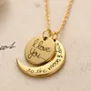 Fashion Pendant Necklace I Love You To The Moon And Back Retro Silver Pendant Necklace Gold/Silver Necklace Charm Pendant Love Moon Necklace