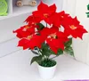 Noel çiçek poinsettia, noel poinsettia ev festivali decoratiion çiçek 45 cm 7 Kafaları Poinsettia Çiçek ücretsiz kargo SF008