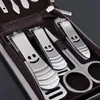 9 pcs Kit Cortador de Unhas Nail Care Set Pedicure Scissor Pinça Faca Orelha Pick Utility Manicure Conjunto de Ferramentas de Transporte Da Gota Por Atacado